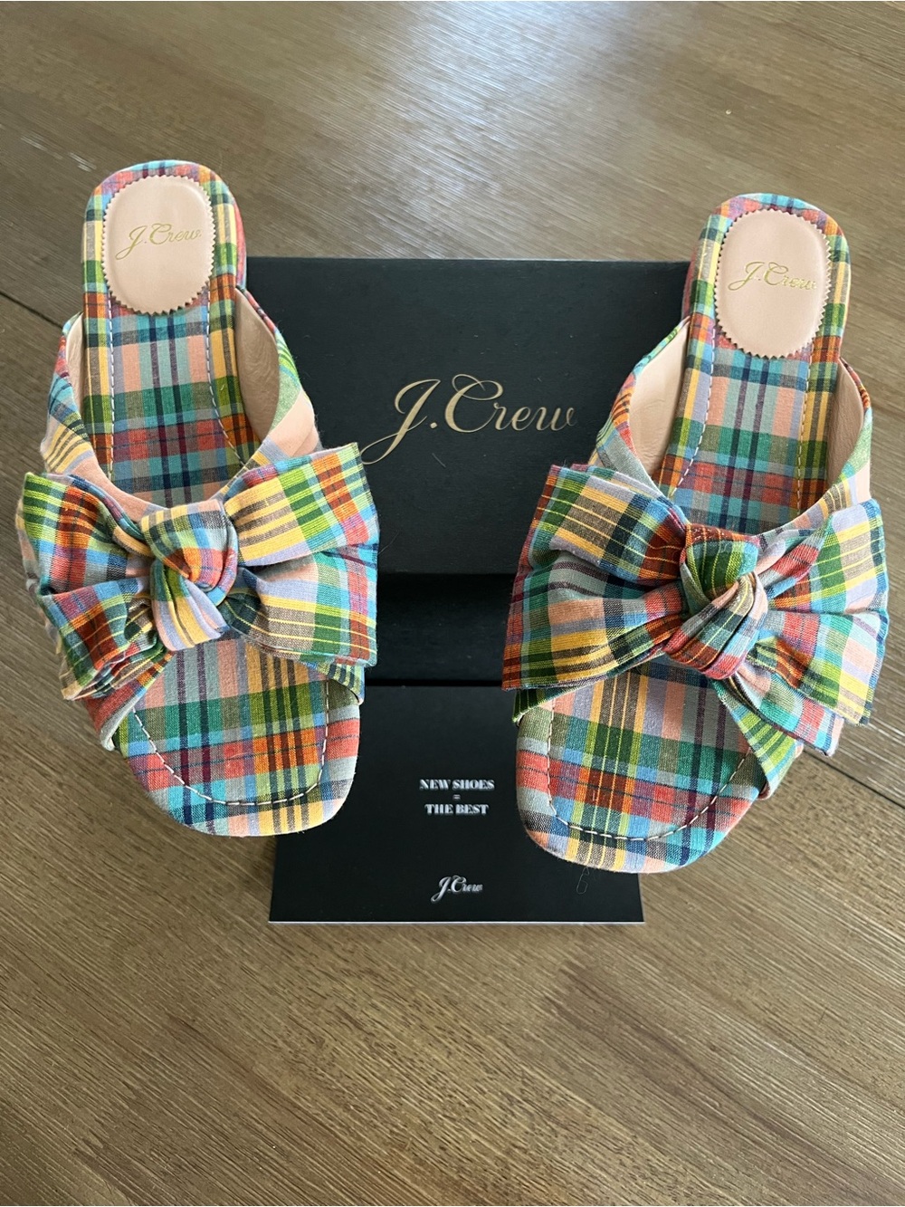 J. Crew Multicolor Plaid Bow Slide Sandals - Multicolor 8